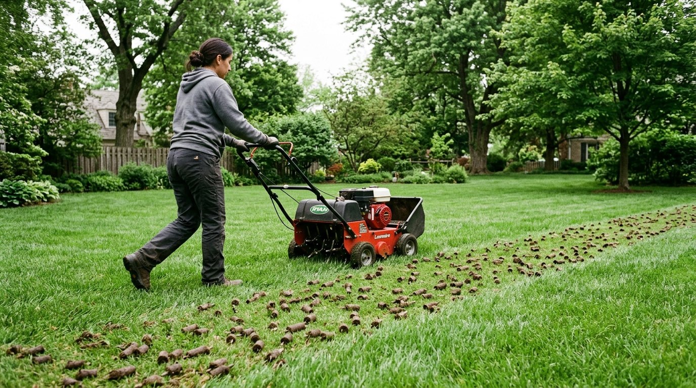 Overseeding and Aeration in October for a Thicker Spring Lawn